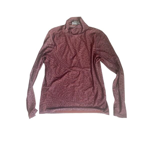 Anthropologie Tops - Anthropologie Sheer Mesh Mockneck Long Sleeve Maroon Wavy Shirt‎ Large